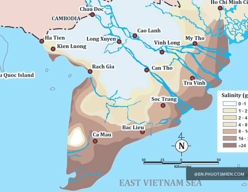 A map of the Mekong Delta provinces