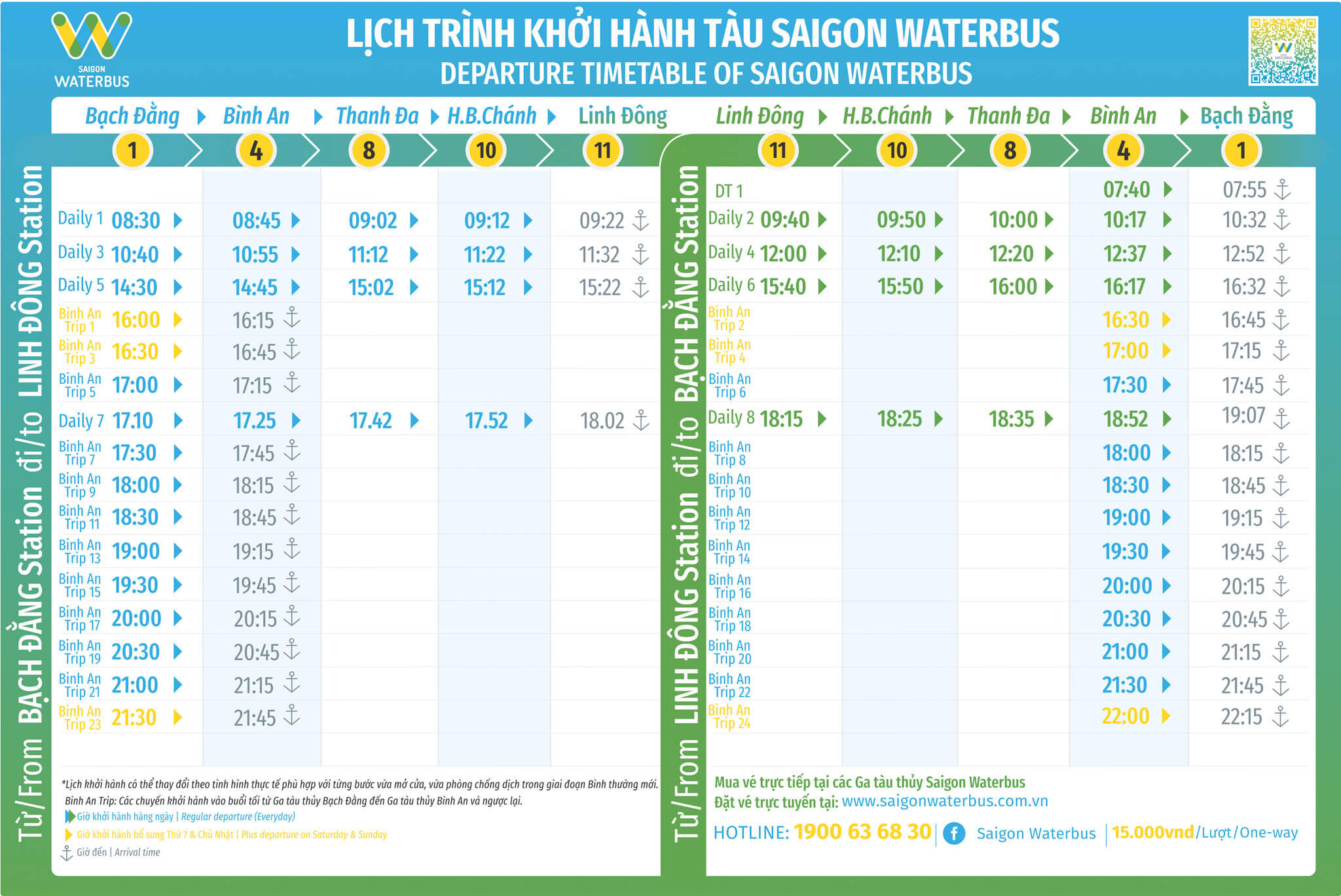 train water bus schedule
