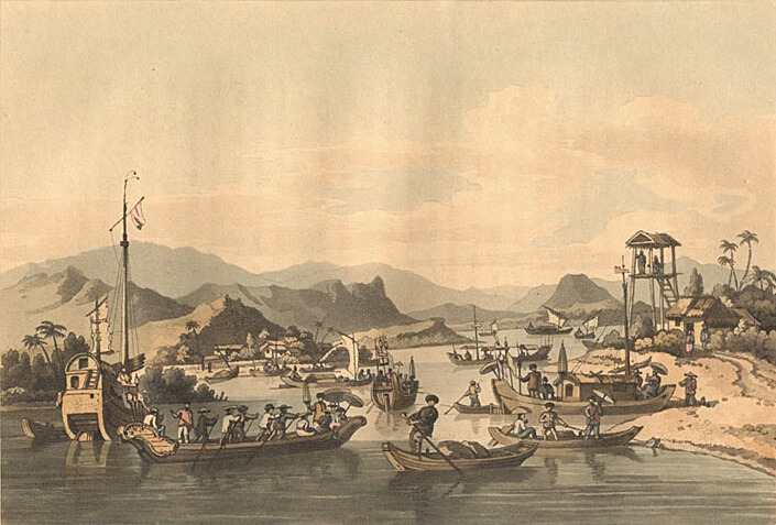 A painting demonstrating a voyage to Hoi An by John Barrow